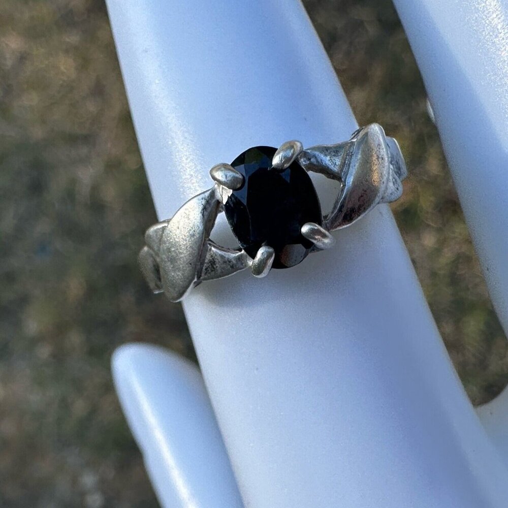 VTG Jay King DTR Sterling 925 Black Spinel Ring Size 7 Oval Shape 2.7g